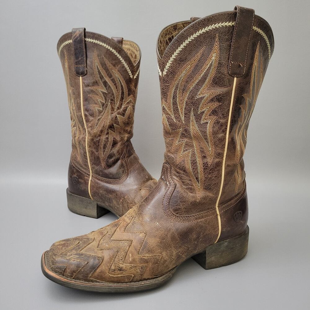 Ariat On Point Womens US 8.5 B Western Boots Brown Leather Mid-Calf